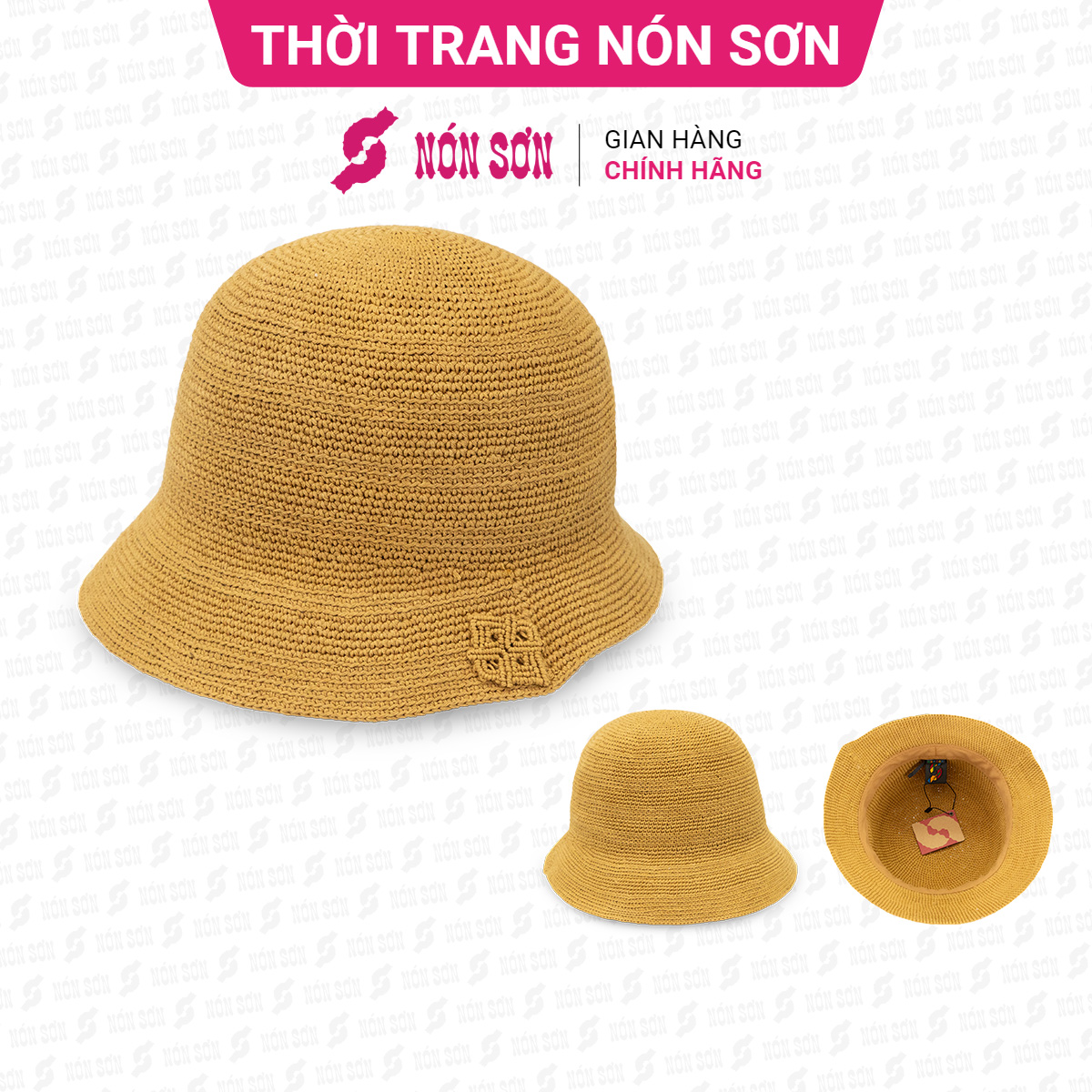 Mũ vành đan tay cao cấp thời trang NÓN SƠN ĐH147A-KM1