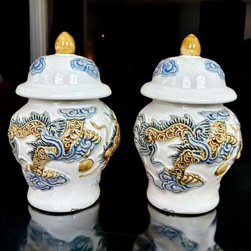Chóe Thờ Rồng Đắp Nổi Men Trắng RỒNG VIỆT Cao Cấp - Hũ Đựng Gạo Muối Nước Sang Trọng gốm Bát Tràng