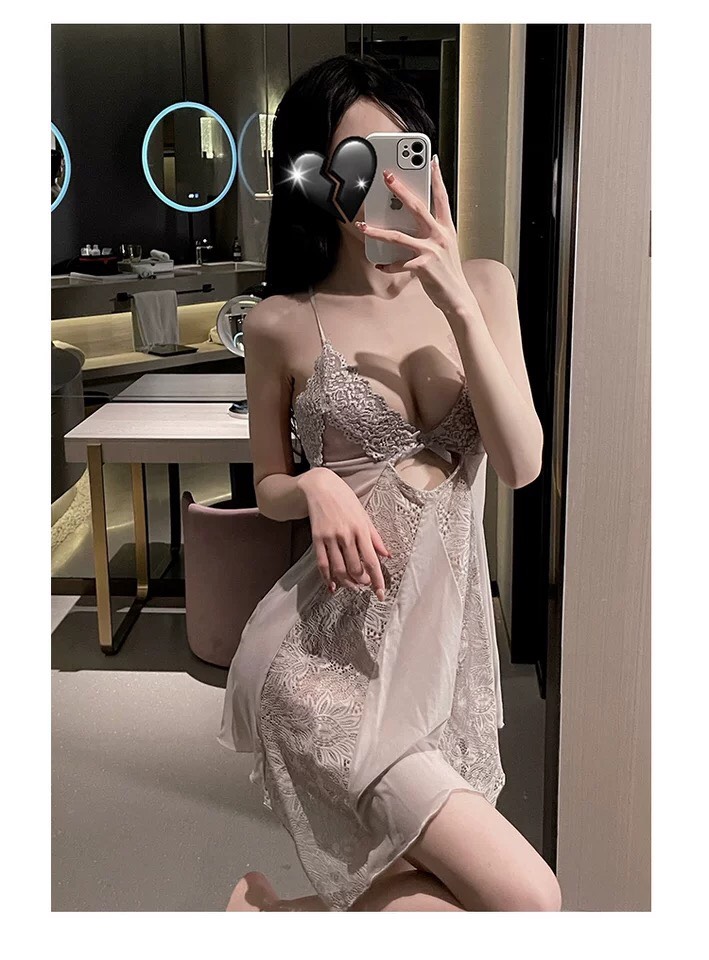Đồ ngủ nữ chéo lưng sexy gợi cảm P27 - Váy ngủ nữ xuyên thấu 2 dây - Đầm ngủ nữ 2 dây chéo lưng quyến rũ