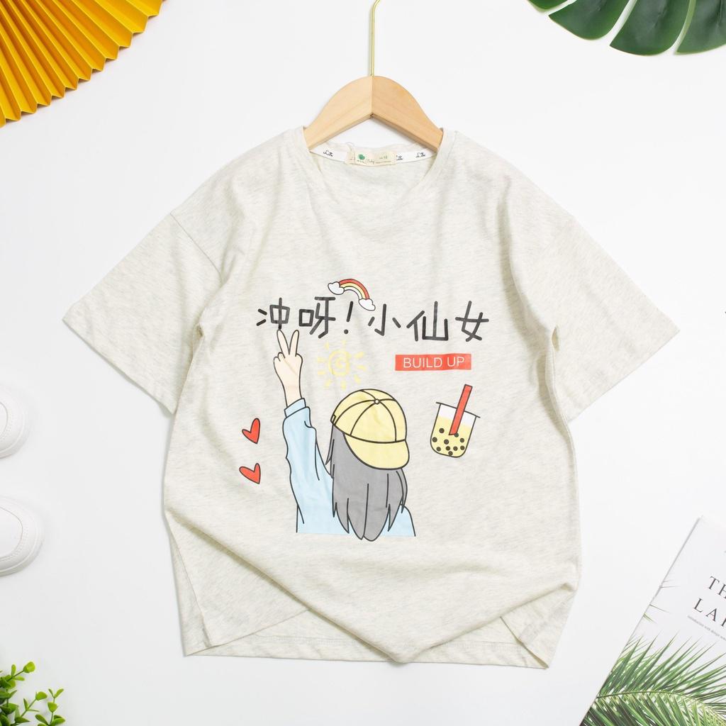 Áo Cotton Bé Gái In Hình Cô Gái ABG2301 Thương Hiệu Litibaby Size 12-18, Cho Bạn 34-54kg