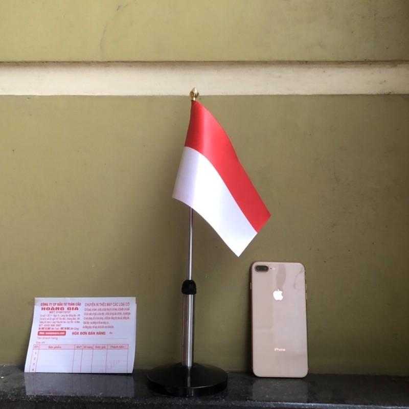 Cờ để bàn inox đen đơn Quốc kỳ Indonesia