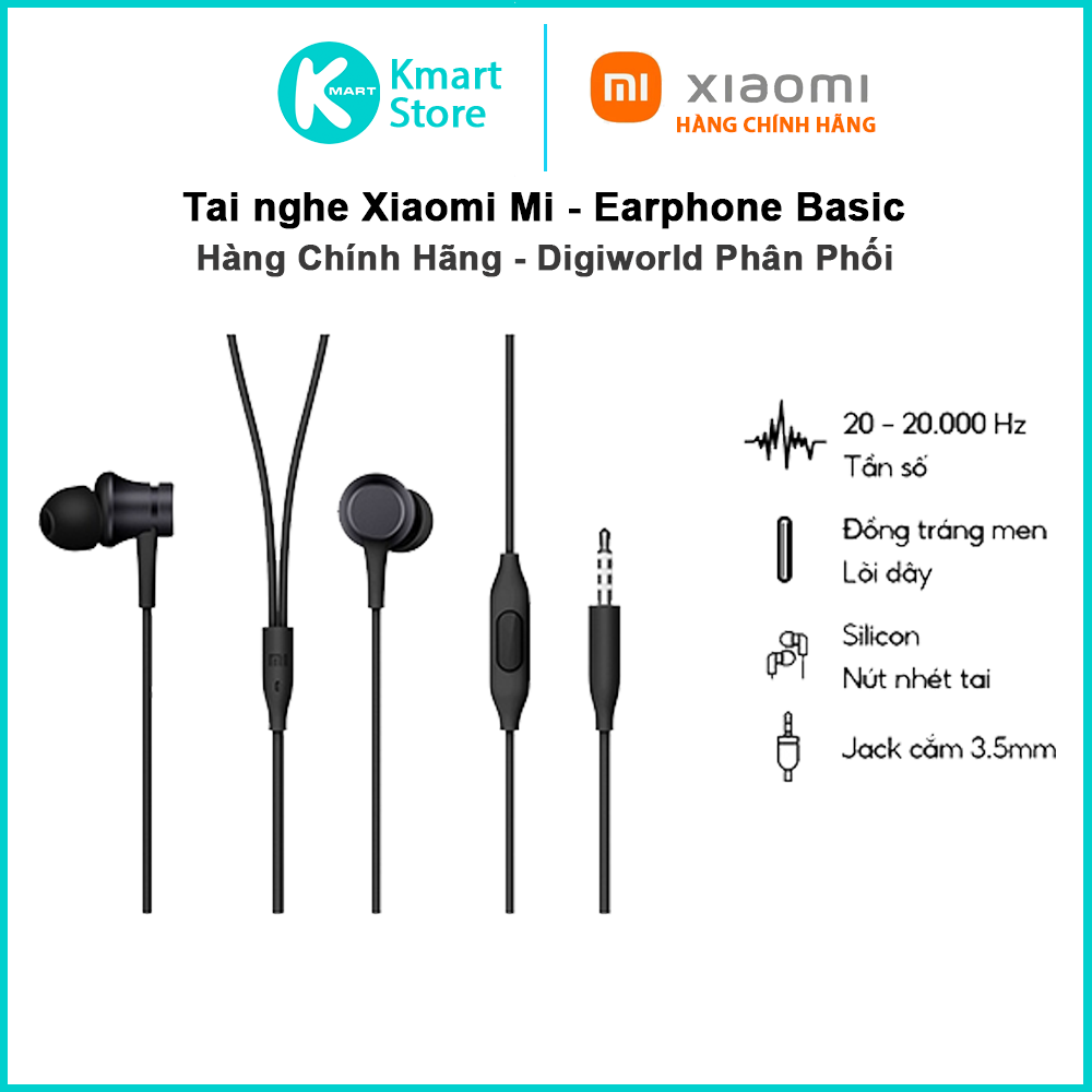 Tai Nghe Xiaomi In Ear Headphones Basic - Đen - Hàng Chính Hãng