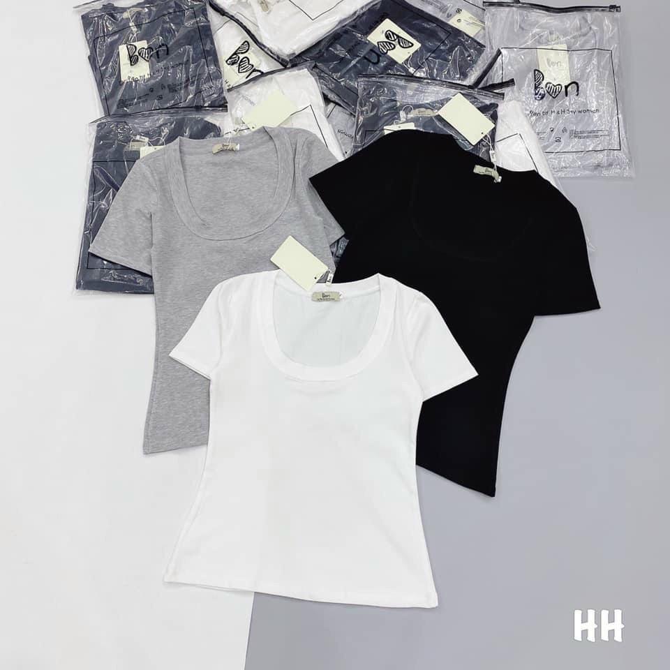 Áo cộc phông nữ cổ vuông, áo thun nữ cổ vuông ôm người siêu xinh - H&N Store