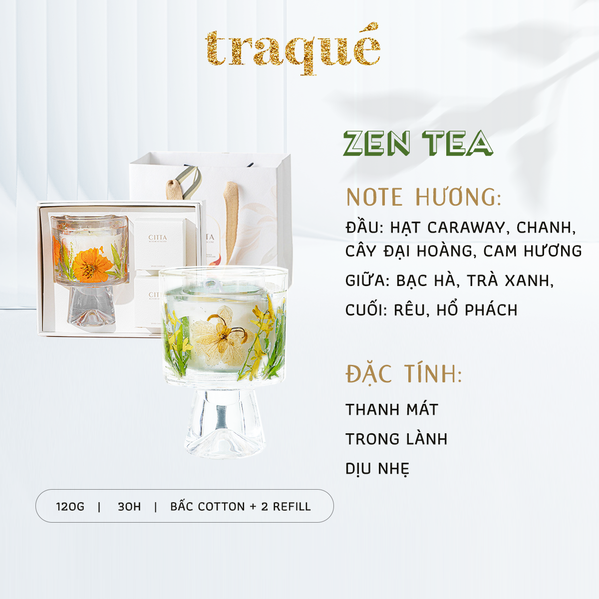 Set hộp quà sinh nhật nến Citta trang trí làm thơm phòng khu vườn cổ tích + 2 nến refill