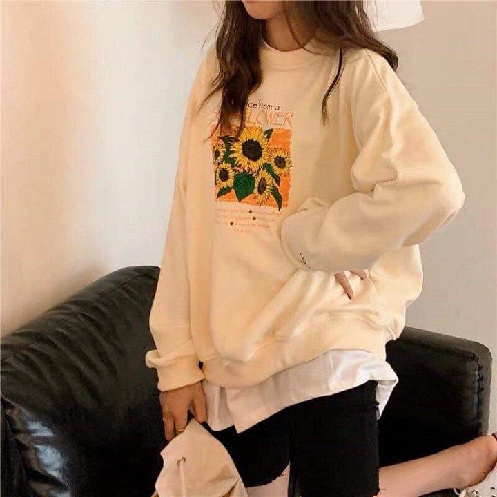 Áo sweater in bông cúc thun nỉ ngoại mềm mịn, in hinh rõ đẹp,style Hàn Quốc,Áo SWEATER Chất Nỉ Ngoại In Hình UNISEX