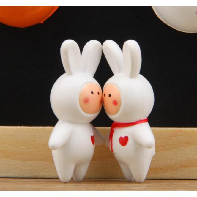 Mô hình thỏ trắng dễ thương trang trí tiểu cảnh, móc khóa, DIY