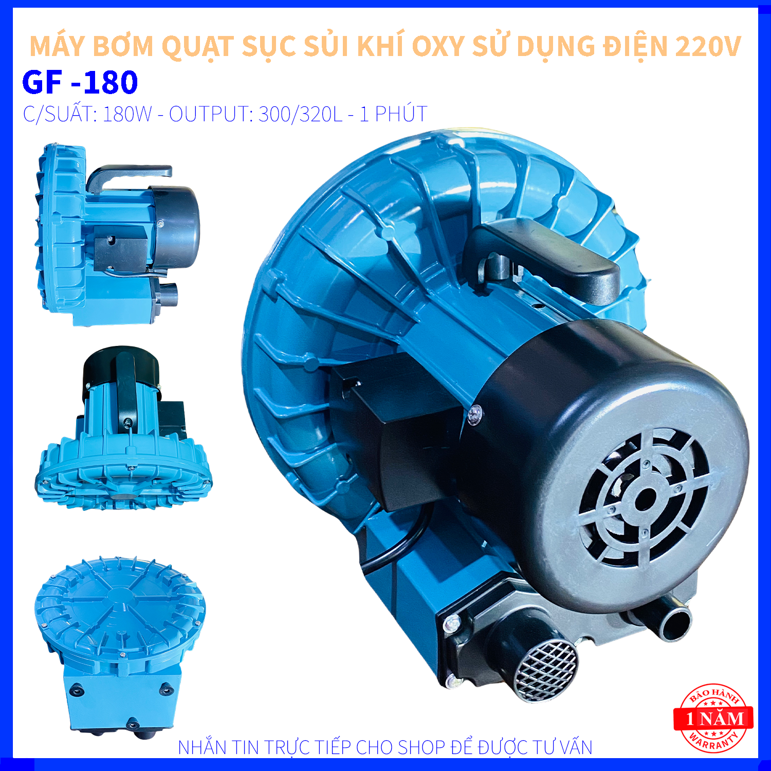 MÁY BƠM SỤC SỦI QUẠT THỔI KHÍ OXY RESUN GF - 180 - CÔNG SUẤT 180W