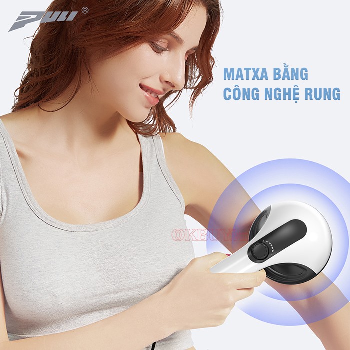 Máy Massage Cầm Tay Puli PL-601 New - 4 Đầu Matxa Chuyên Sâu, Thư Giãn Cơ Bắp Toàn Thân