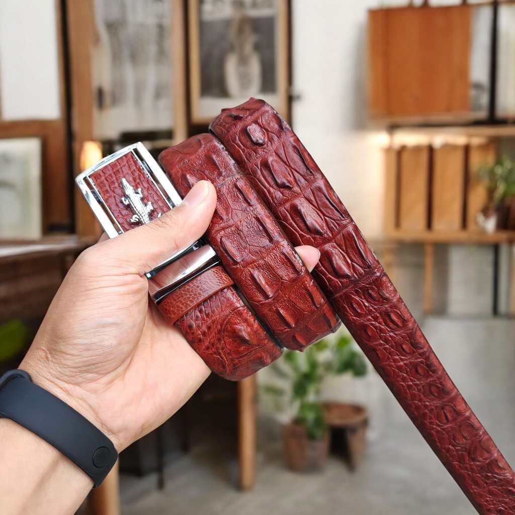 Thắt Lưng Da Cá Sấu. Gù Cá Sấu Đẹp Sang Chảnh TS119B (mặt trắng)