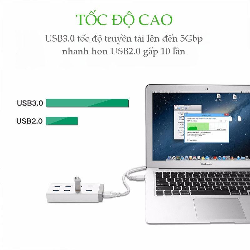 Hub USB 3.0 7 cổng có nút bật tắt, hỗ trợ nguồn 12A/2V UGREEN CR116 20296 - Hàng Chính Hãng