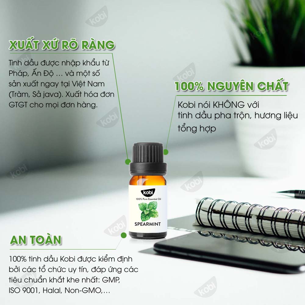 Tinh dầu Bạc Hà Lục Kobi Spearmint essential oil giúp kháng khuẩn, giảm căng thẳng hiệu quả