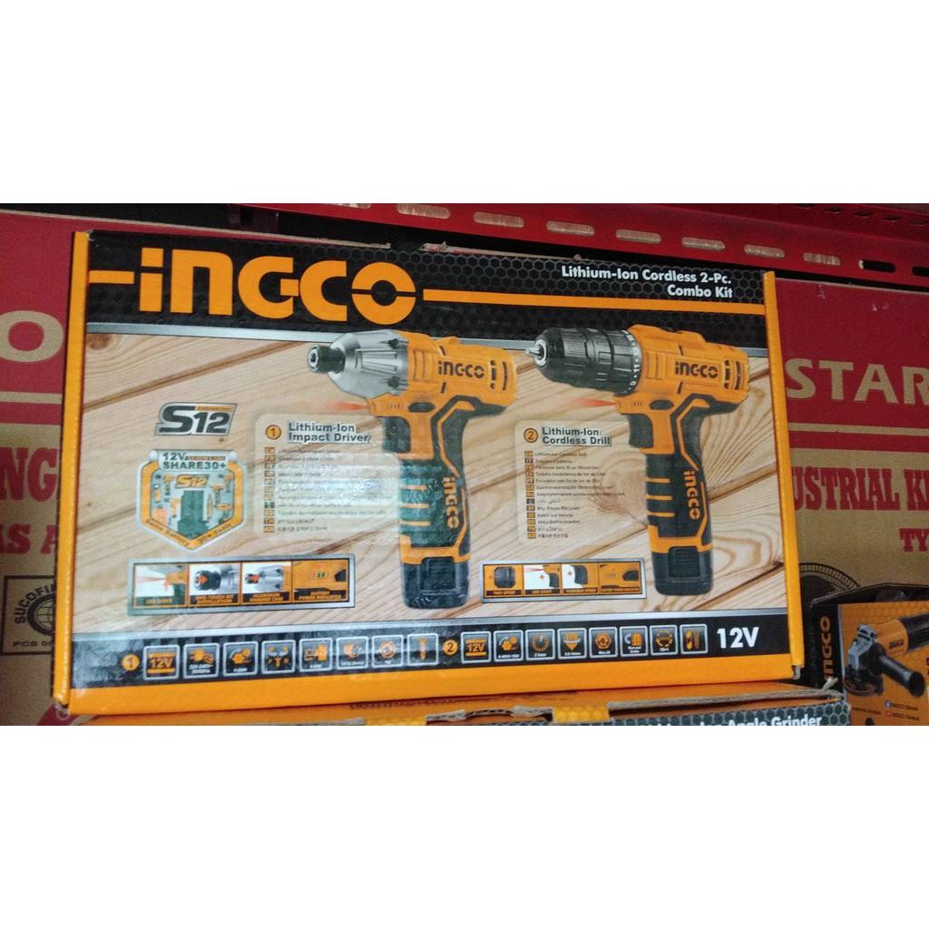 BỘ MÁY KHOAN VÀ MÁY SIẾT VÍT DÙNG PIN 12V INGCO CKLI1201 - HÀNG CHÍNH HÃNG
