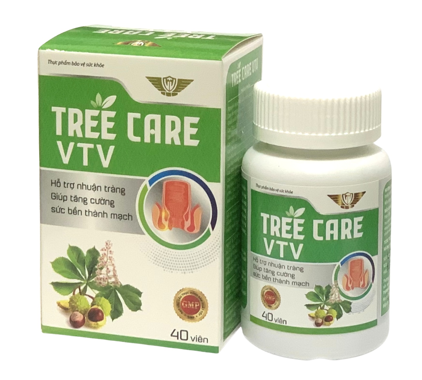 Viên uống Tree Care VTV Vinh Thịnh Vượng VV, hộp 40v, hỗ trợ trĩ, nhuận tràng, chống táo bón