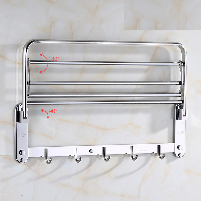 Kệ vắt khăn phòng tắm gấp đứng AIZA cao cấp inox 304 SÁNG BÓNG