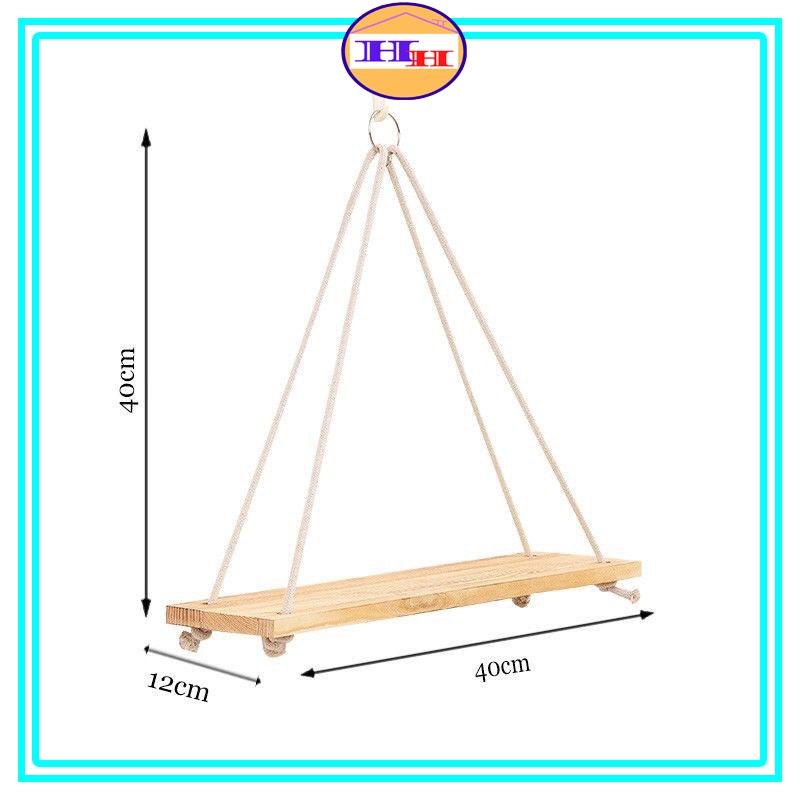 Kệ gỗ treo tường dây thừng nhiều kích thước