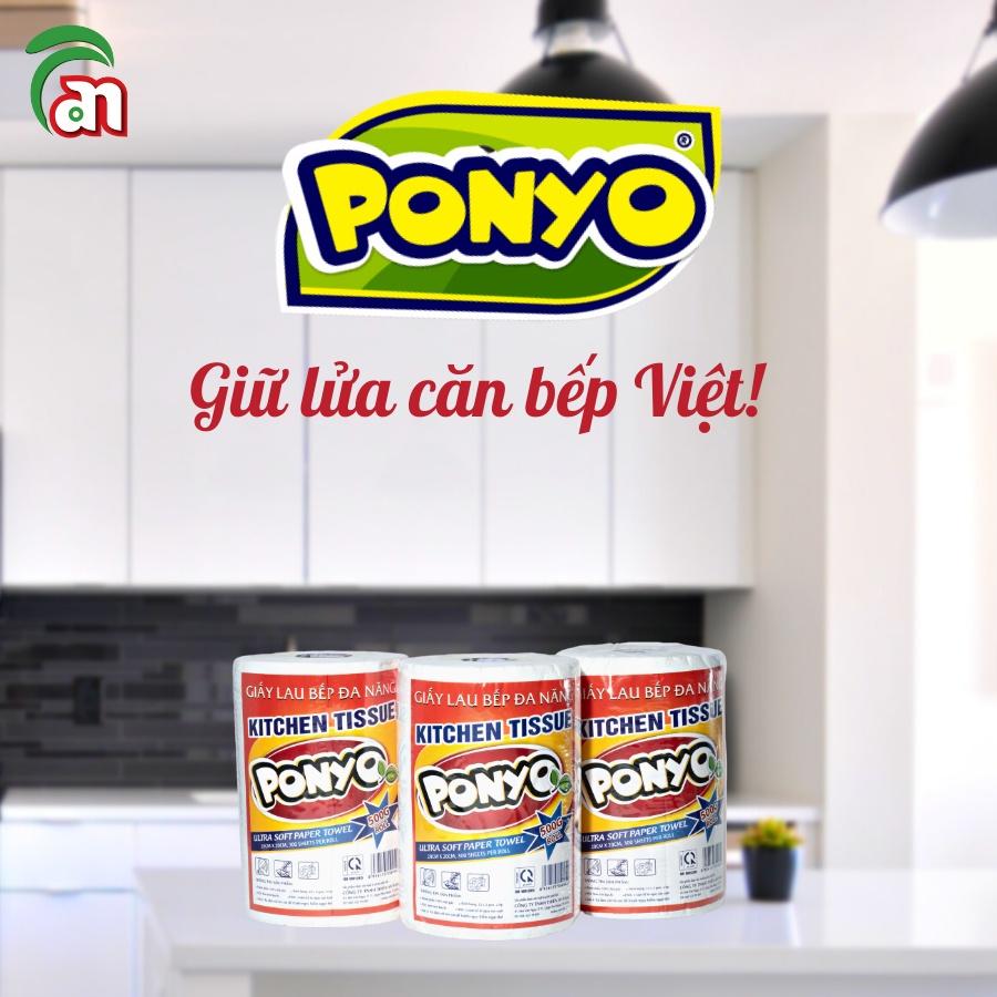 Combo 6 cuộn Khăn giấy lau bếp PONYO 2 lớp 500g, khăn giấy khô siêu dai dùng thay khăn giấy ướt - Thiên An Nam paper