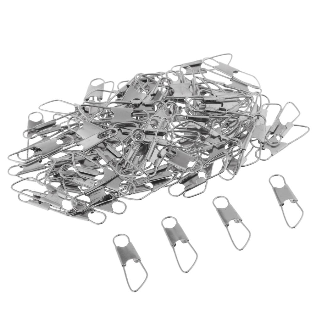 100Pcs Fishing Interlock Snap Safety Snap Fishing Swivels Snap 1.4x0.5cm