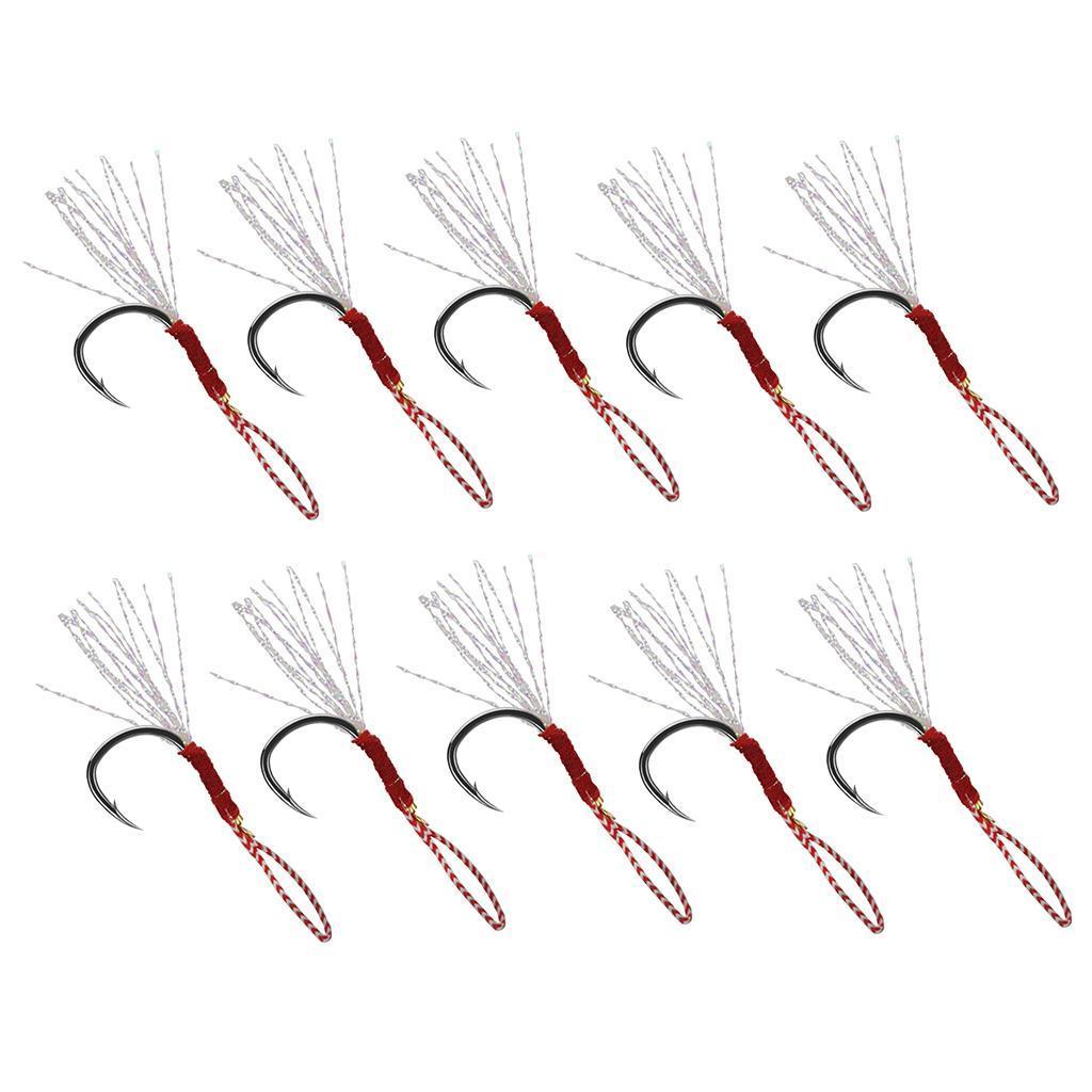 30pcs Fishing Assist Hooks with Braided Line ,Metal Jigging Hooks Tackle ,Braid Assist Cords Butterfly Freshwater
