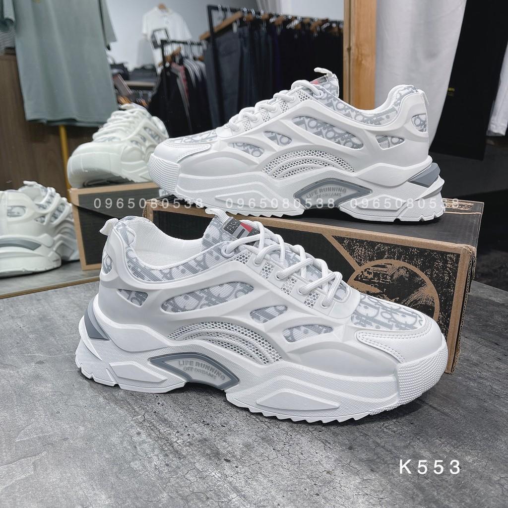 Giày thể thao nam, giày sneaker nam Trắng xám off dream k553