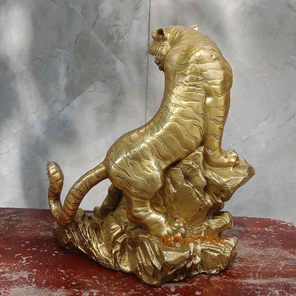 Tượng hổ phong thủy cao 22cm, tượng hổ bằng đồng, giá bán hổ đồng, bán hổ bằng đồng