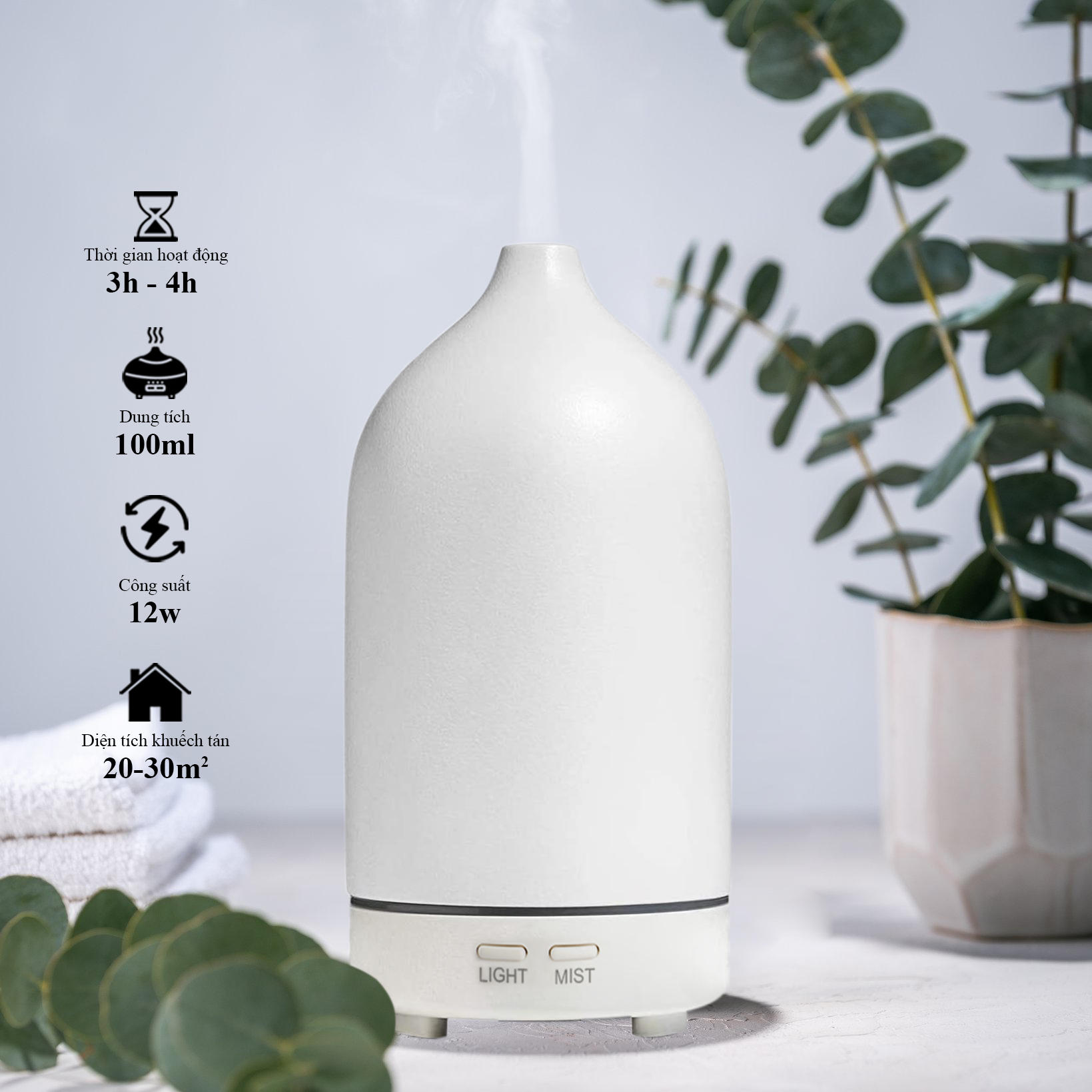 Máy Khuếch Tán Tinh Dầu Nomad Ceramic Ultrasonic Diffuser - 12W 100ml