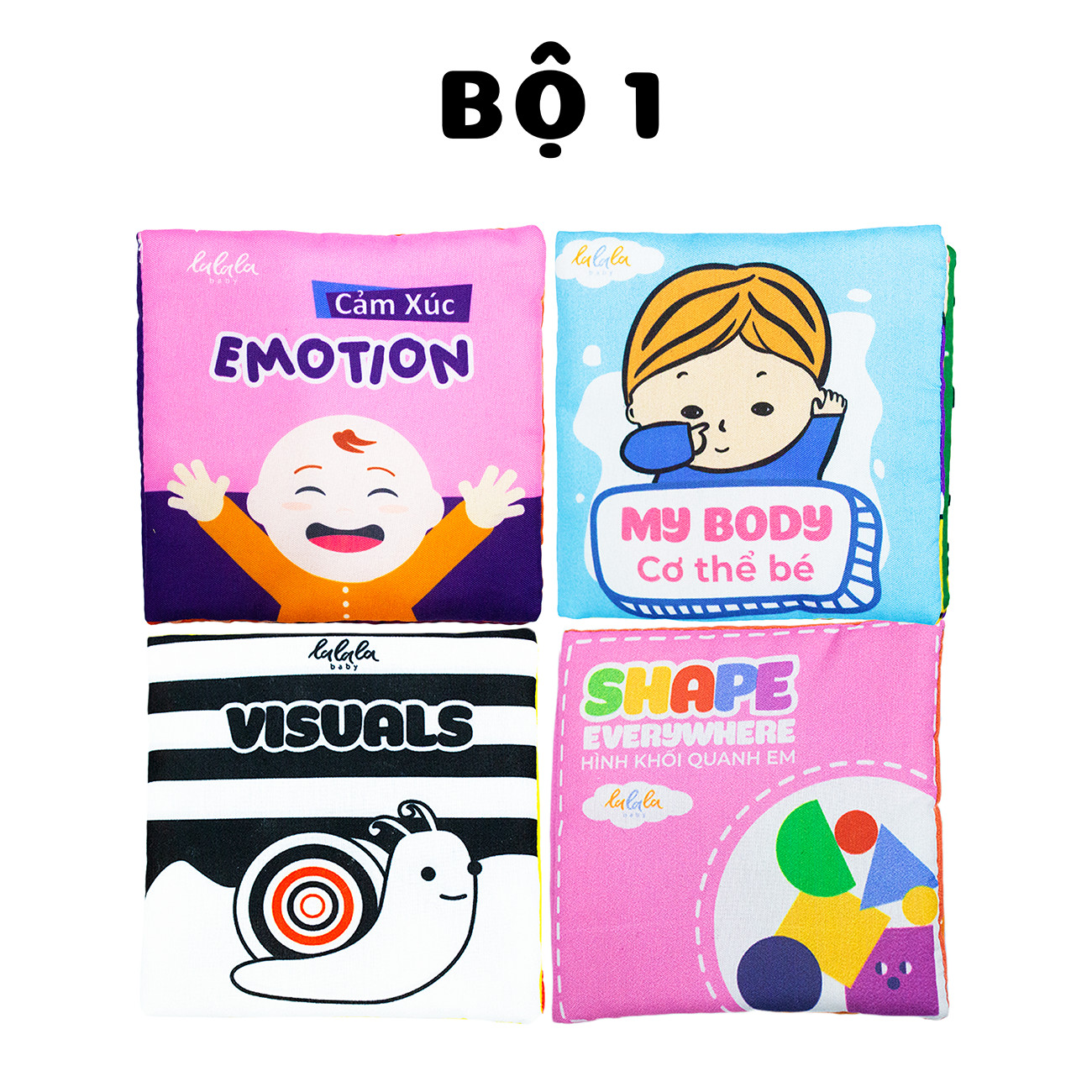 Bộ 4 Cuốn Sách Vải Cỡ Nhỏ Cho Trẻ Sơ Sinh Touch and See Mini Cloth Book - Lalala Baby