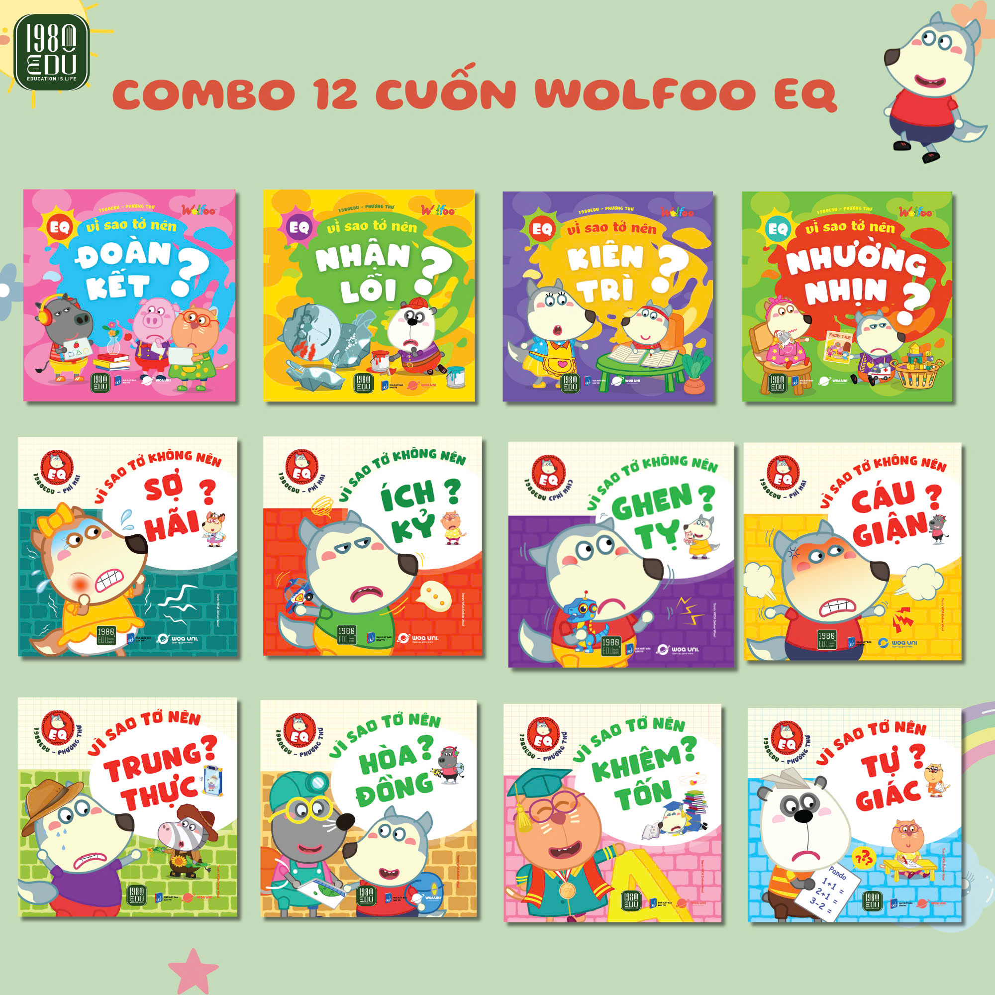 Combo 12 cuốn Wolfoo EQ