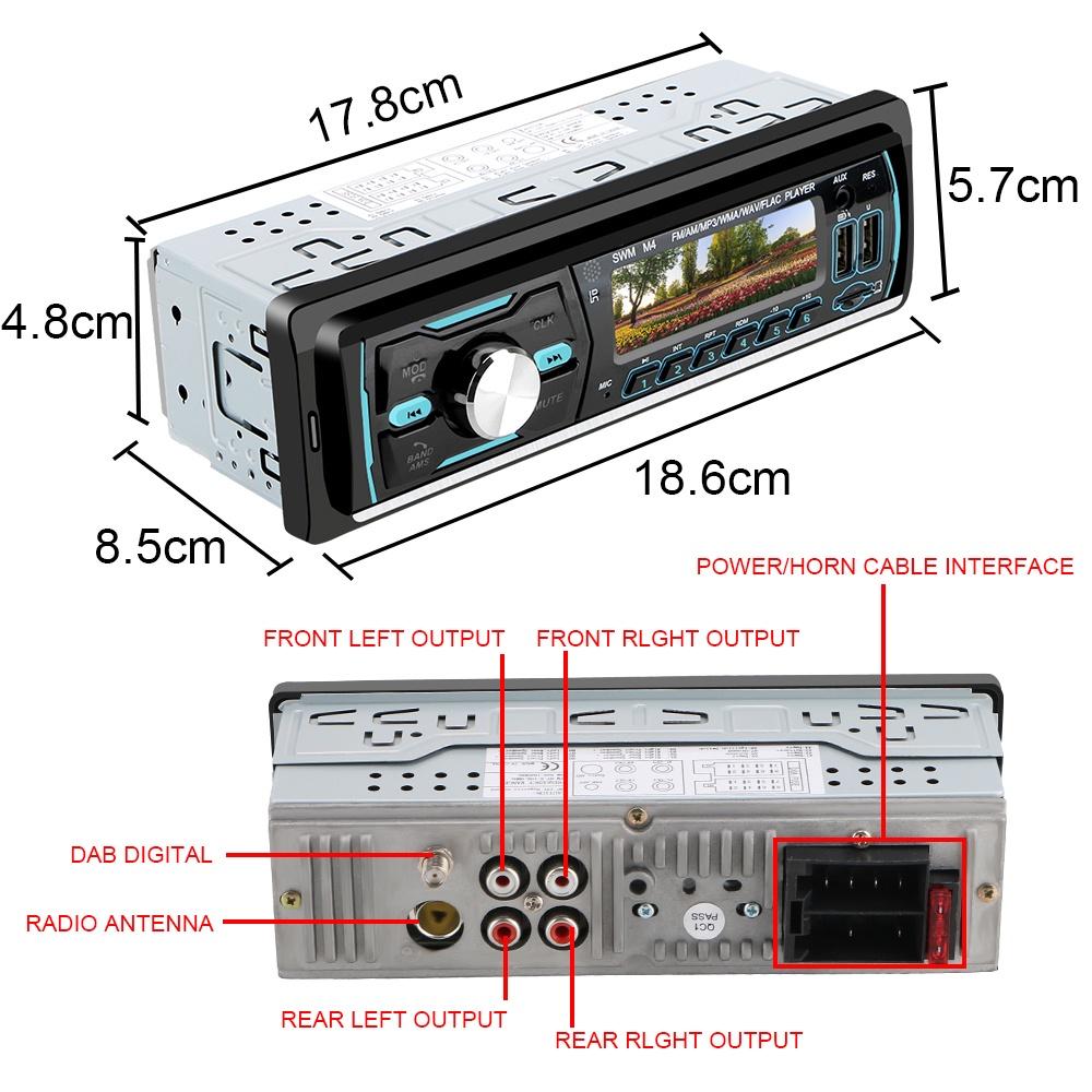 Máy nghe nhạc MP3 1 Din hỗ trợ FM/AM/RDS/DAB +/MP3 Bluetooth cho xe hơi
