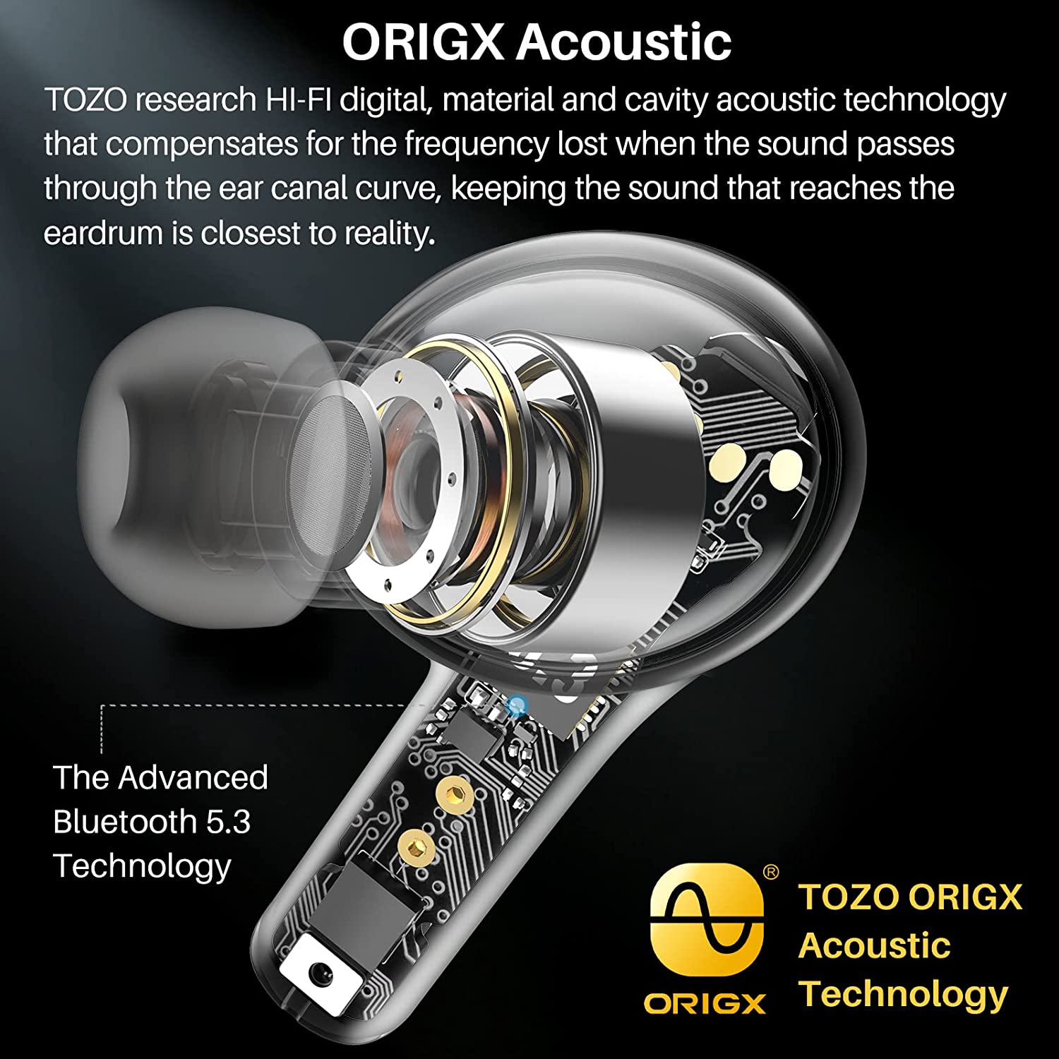 Tai nghe nhét tai không dây TOZO Agile Pod A2S , Tai nghe Bluetooth 5.3, Tai nghe True Wireless, TWS, chống nước IPX5 Hàng chính hãng