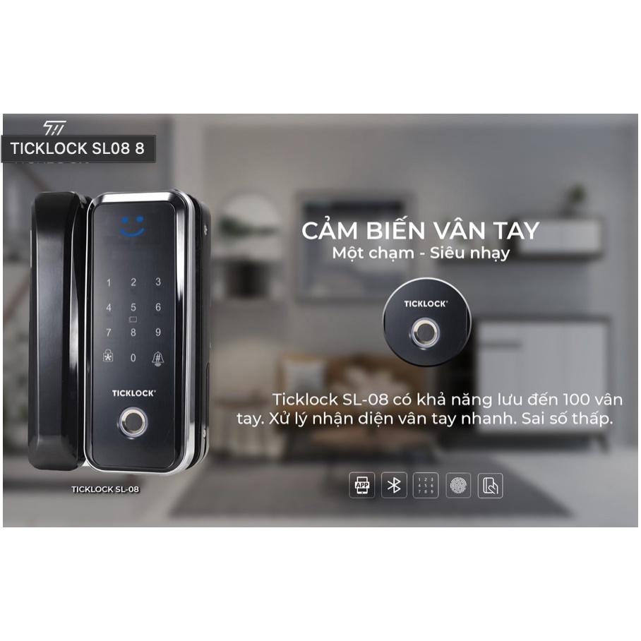 Khoá vân tay cao cấp cửa kính cường lực TICKLOCK SL08