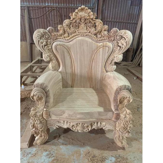 Bộ bàn ghế phòng khách hoàng gia nguyên khối gỗ gõ đỏ