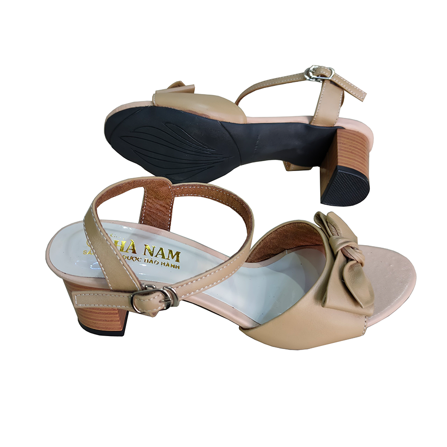 Giày Sandal Nữ Cao Gót TiTi ĐÔ Da Bò Thật Cao Cấp 6cm DNU2164