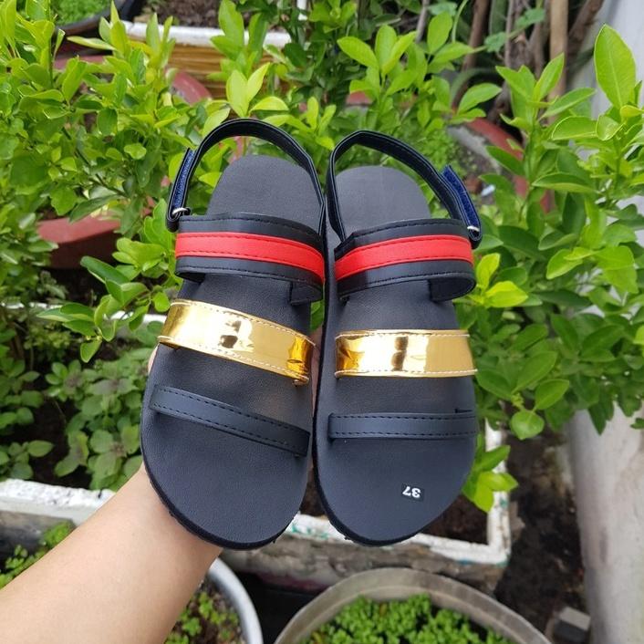 dép quai hậu nữ sandal đồng nai ( đế đe ) quai hậu đen pdoois nhủ đồng có đủ size ib chọn thêm