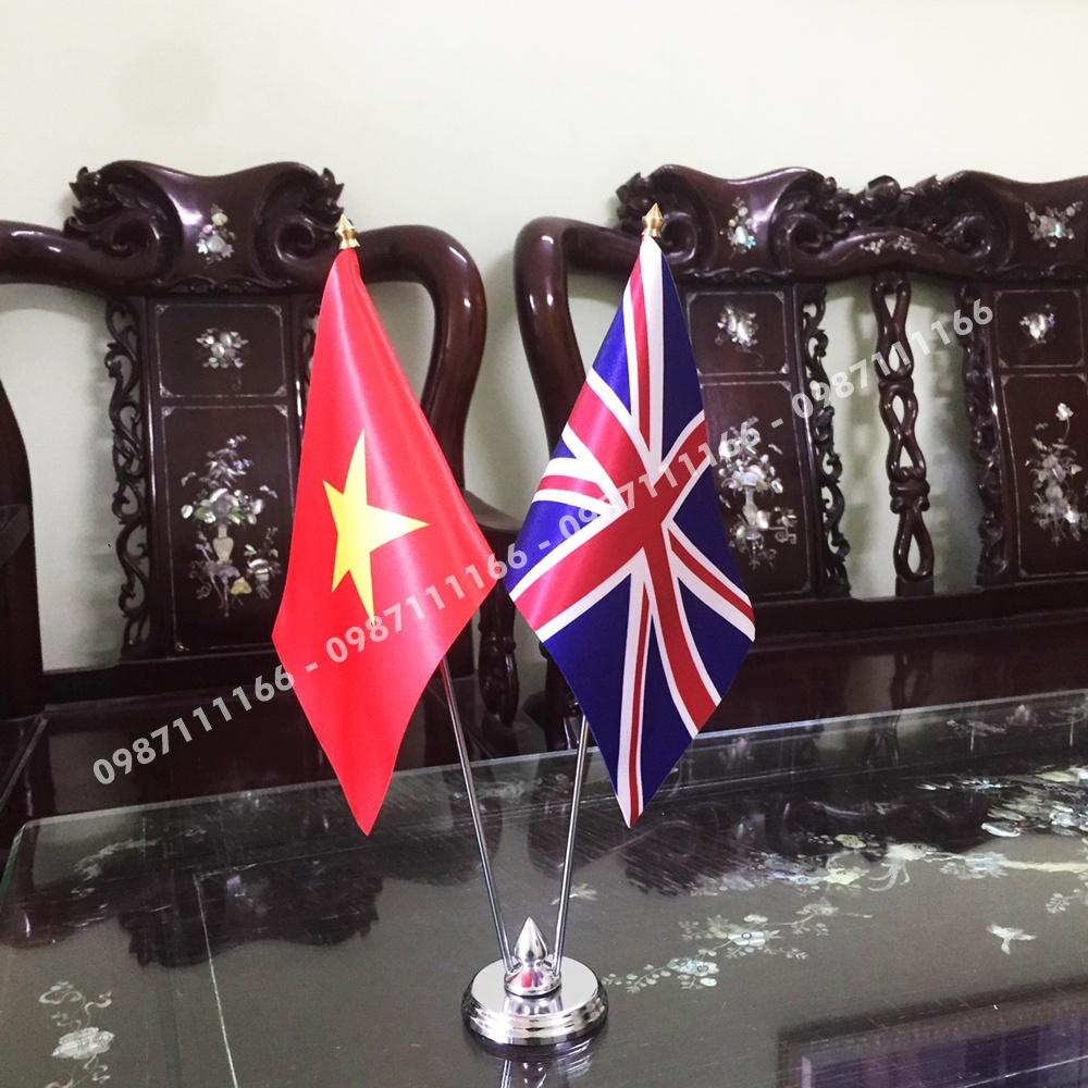 Cờ Để Bàn Đế Thép Loại cắm 2 cờ Việt Nam - Anh