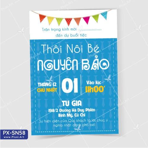 Thiệp thôi nôi – sinh nhật theo yêu cầu Pluxi