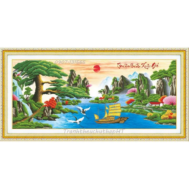 Tranh đính đá Thuận buồm xuôi gió 162*73cm - chưa đính
