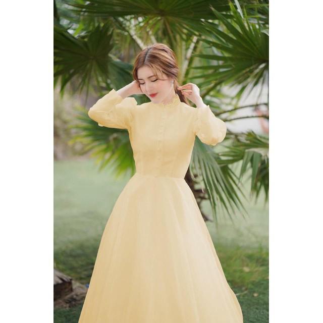 ĐẦM MAXI XOÈ TAY DÀI PHỒNG KẾT NÚT BỌC SIÊU XINH -MS44Y- SIZE M/L ĐẾN 57kg MMR