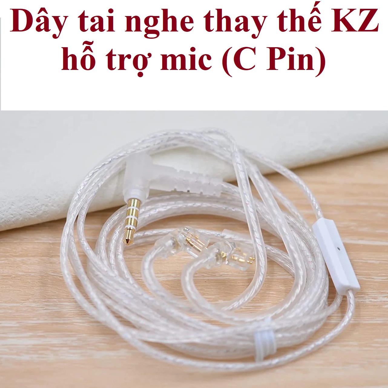 Dây tai nghe thay thế KZ chân 3.5mm  C Pin  hỗ trợ mic _ Hàng chính hãng