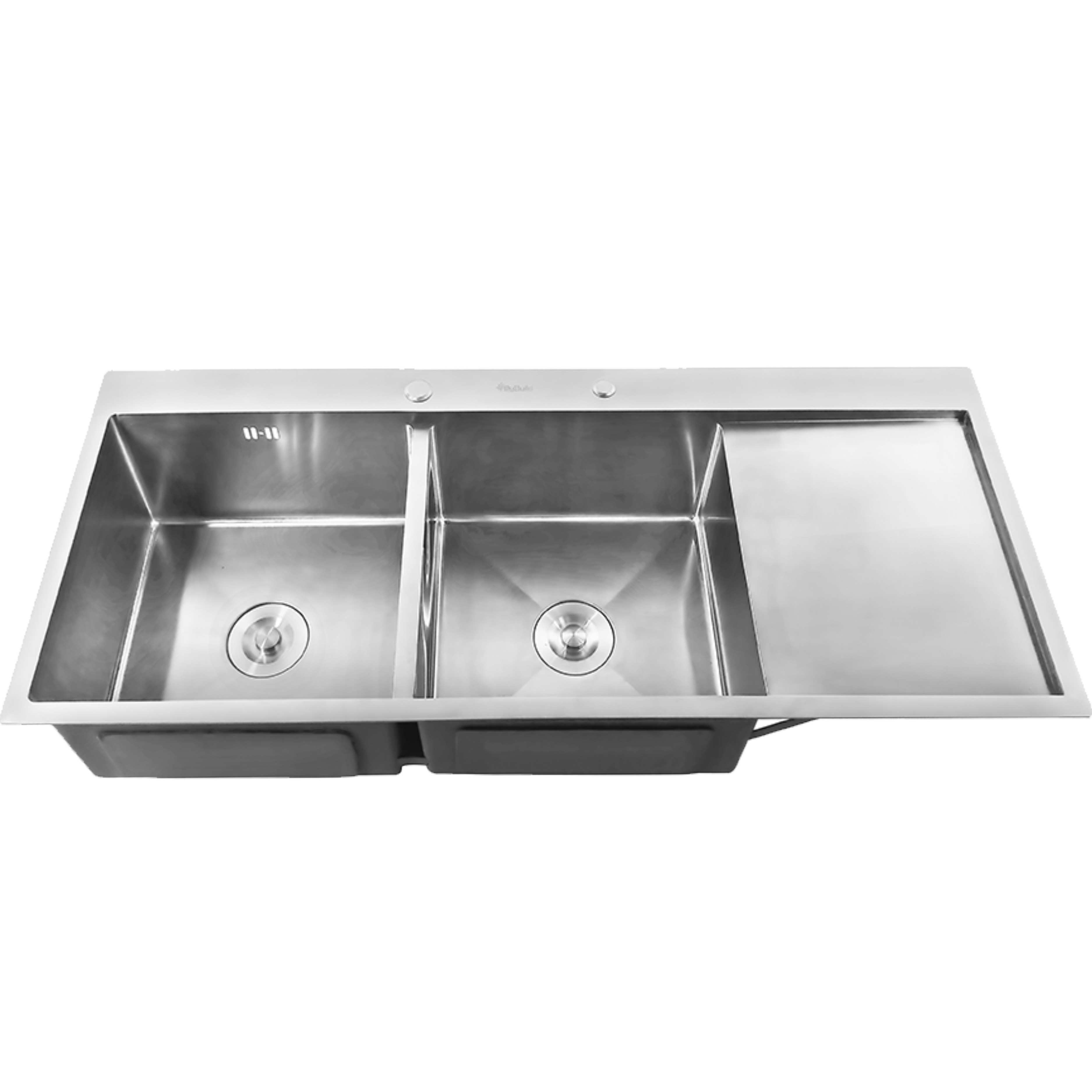 Chậu rửa chén inox SUS304 ALLYBUILD, chậu đúc inox rửa chén, chậu inox 2 hộc , 1 cánh, mặt xước 3 ly, chống ồn, chậu rửa ABCRI005