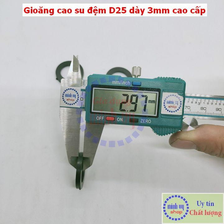 Combo 5 cái - Gioăng đệm cao su đen D25 dày 3mm - ron đệm cao su