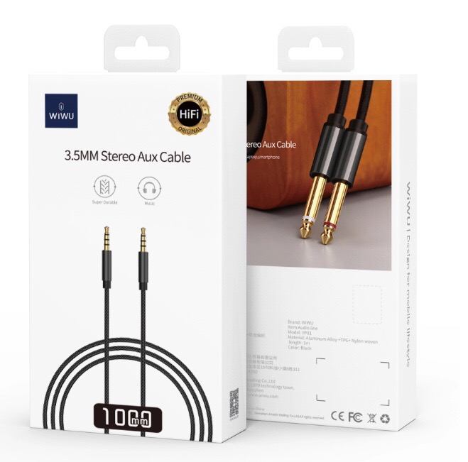 Cáp Âm Thanh Nổi Hi-Fi Wiwu 3.5mm Stereo Aux Cable YP01 Chất Lượng Âm Thanh Trung Thực, Đường Truyền Ổn Định - Hàng Chính Hãng