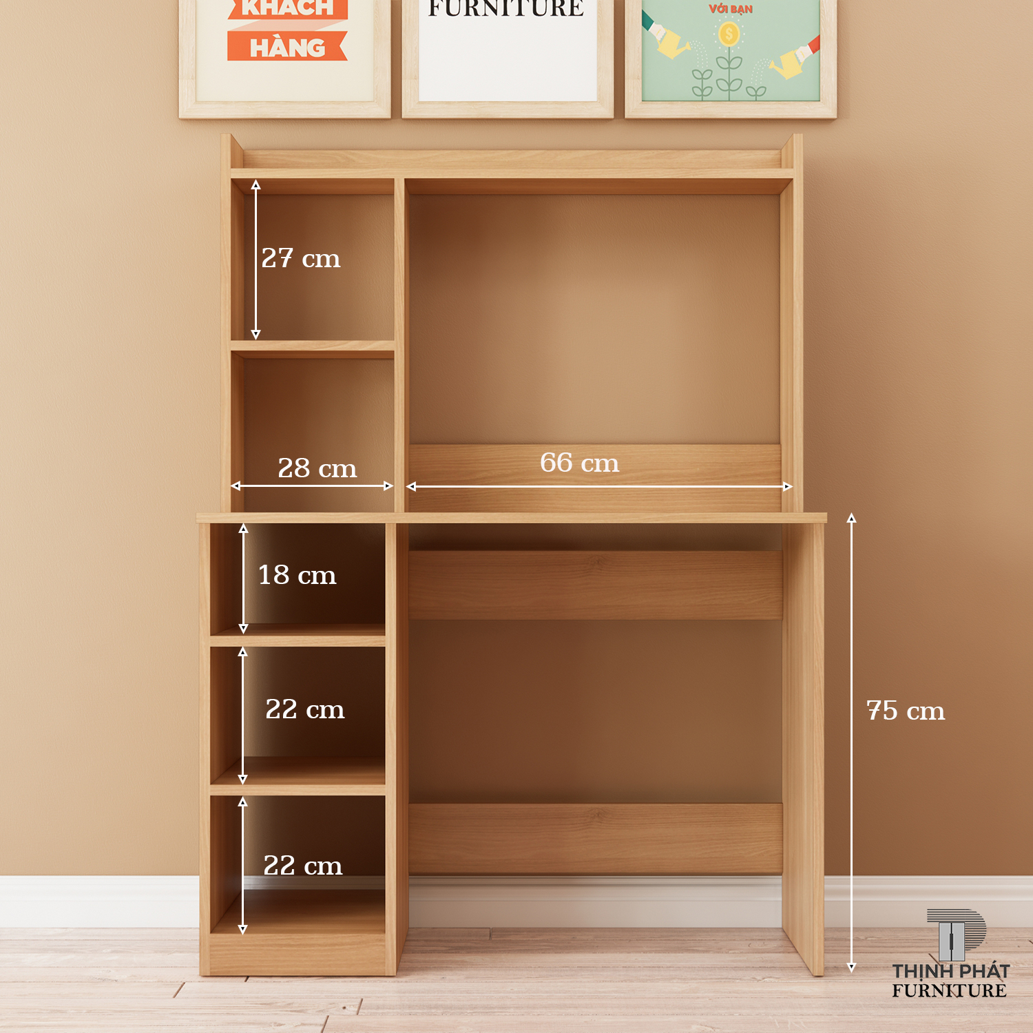 BÀN LÀM VIỆC - BÀN HỌC CÓ KỆ SÁCH - THỊNH PHÁT FURNITURE BLV-TP04