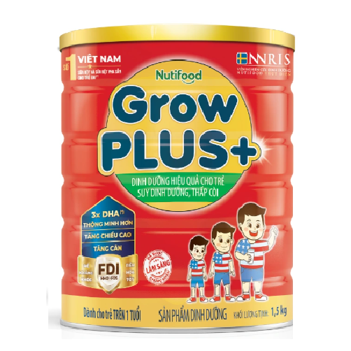 Combo 2 hộp Grow Plus đỏ 1,5kg cho trẻ suy dinh dưỡng biếng ăn