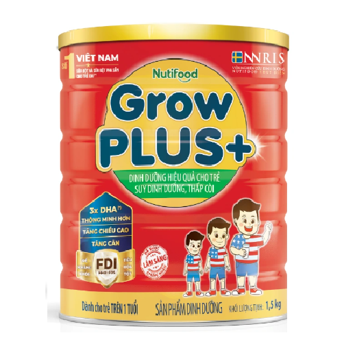 2 Hộp Nutifood GrowPLUS+ Đỏ 1500 Gr : sữa dành cho trẻ từ 1- 10 tuổi bị suy dinh dưỡng thấp còi