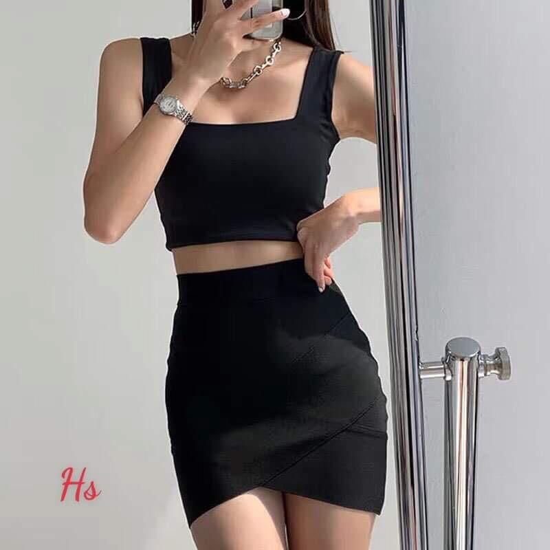 Áo Croptop Nữ Hai Dây Cổ Vuông So Hot Áo Crt Nữ Ba Lỗ Hai Màu Siêu Xinh