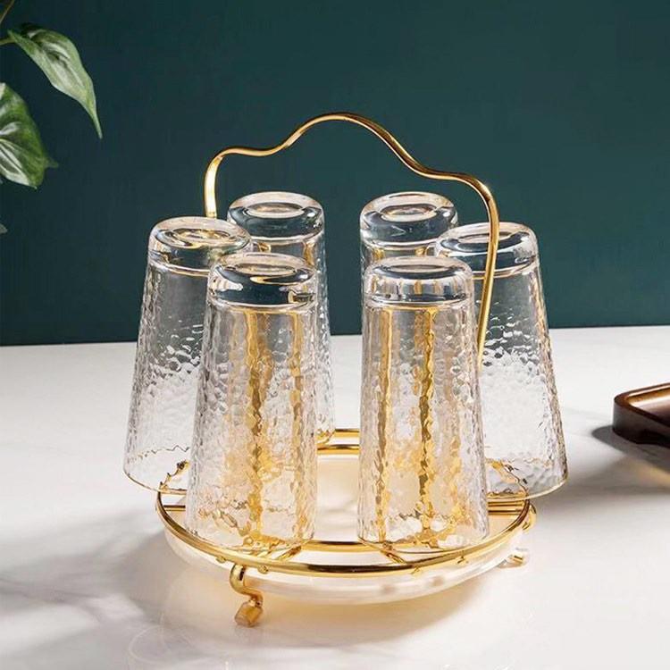 KHAY ÚP LY- CỐC HÌNH TRÒN MẠ VÀNG KÈM KHAY HỨNG NƯỚC CAO CẤP KIỂU DÁNG BẮC ÂU HIỆN ĐẠI
