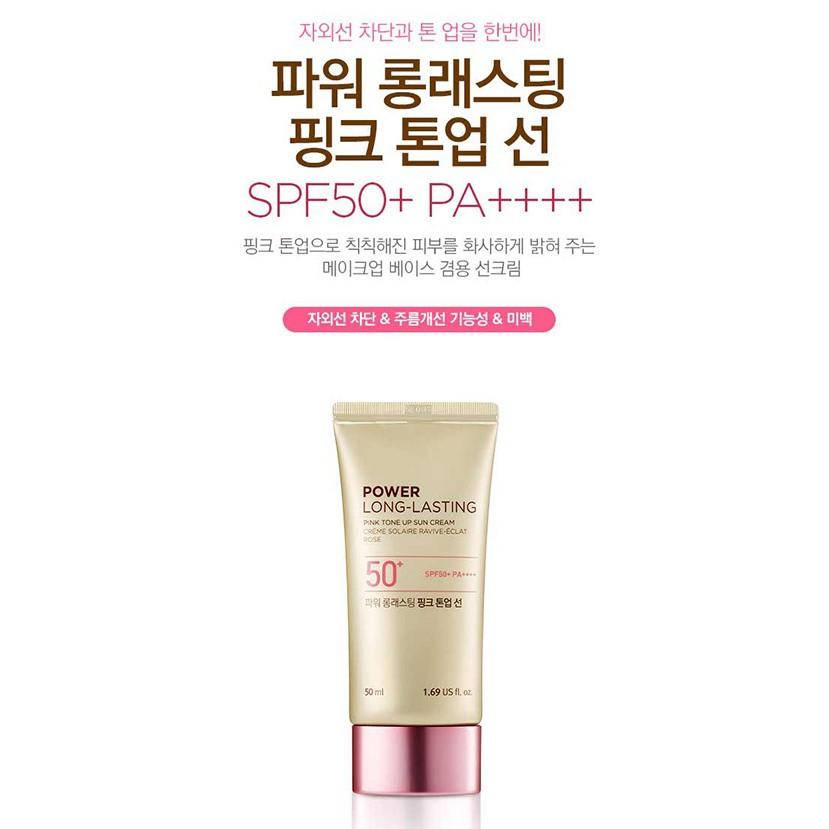 Kem Chống Nắng TheFaceShop Power Long Lasting Pink Tone Up Sun Cream Spf50+ 50Ml