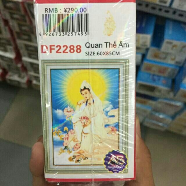 Tranh đính đá Quan Âm Vạn Phúc chưa đính đá