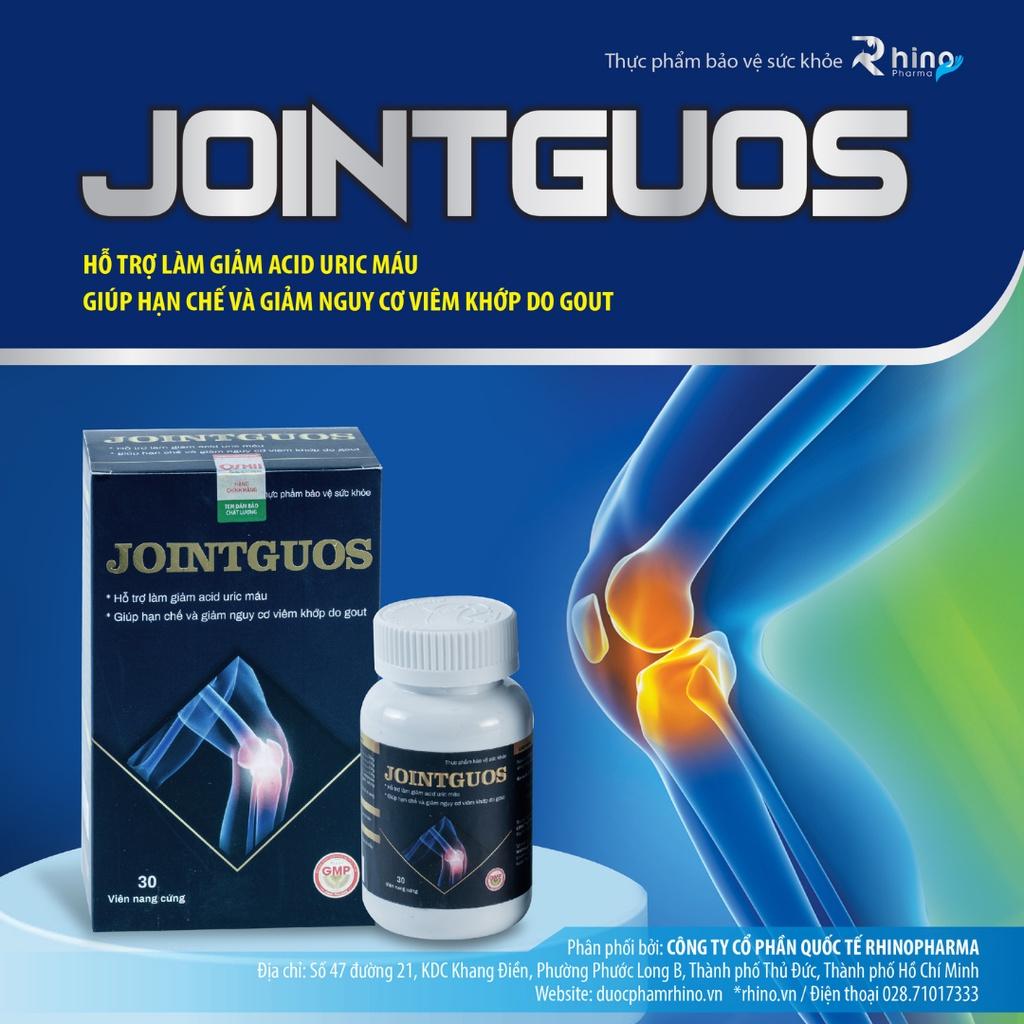 Viên uống JointGous, Thực phẩm chức năng hỗ trợ làm giảm Acid Uric máu, giúp hạn chế và giảm nguy cơ viêm khớp do Gout, lọ 60 viên