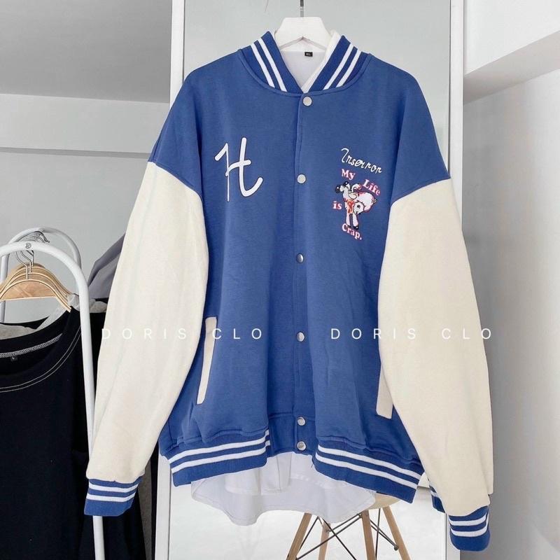 VARSITY BOMBER - ÁO KHOÁC NỈ BÓNG CHÀY - CHỮ H